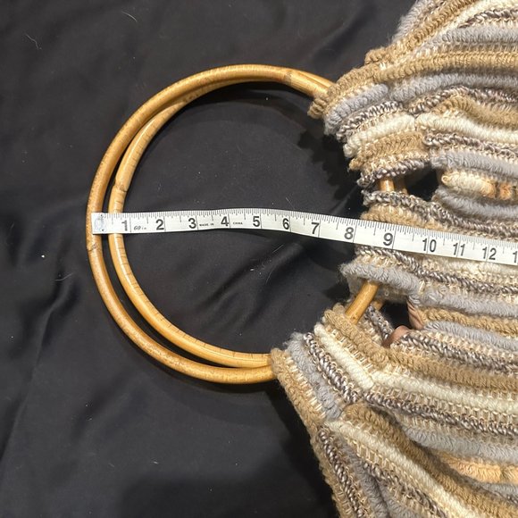 Vintage Knapp Sacs Of California 1970’s Knit Round Wood Handle HandBag - Picture 14 of 14